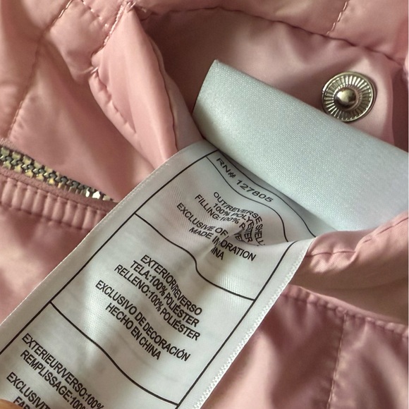 DKNY|Baby girl,toddler puffer quilted Pink jacket,longline full zip w hood•COZY - Picture 10 of 10